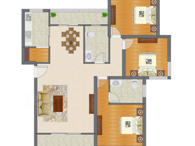 3室2厅 123.69平米户型图