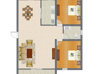 2室2厅 77.00平米户型图