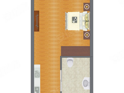 1室1厅 48.75平米户型图