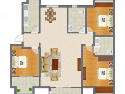 3室2厅 131.60平米户型图