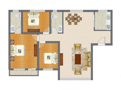 3室1厅 121.00平米户型图