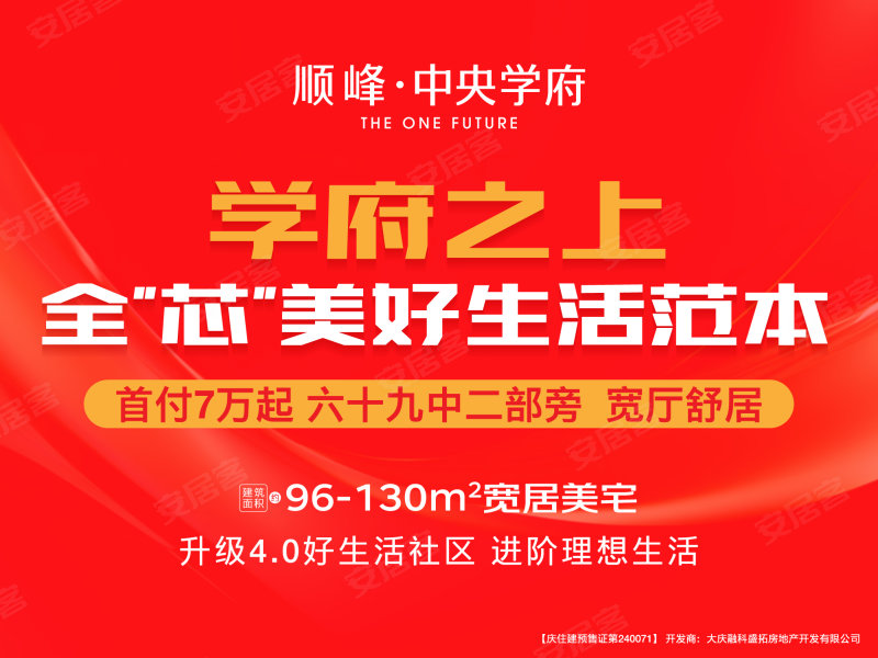 顺峰中央学府3室2厅1卫107㎡南北55万