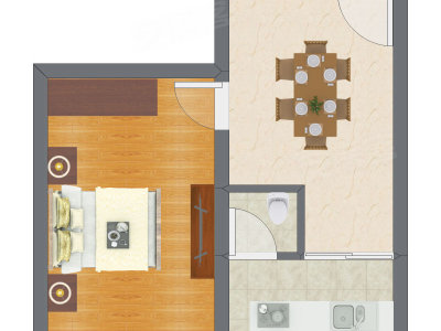 1室1厅 40.41平米户型图