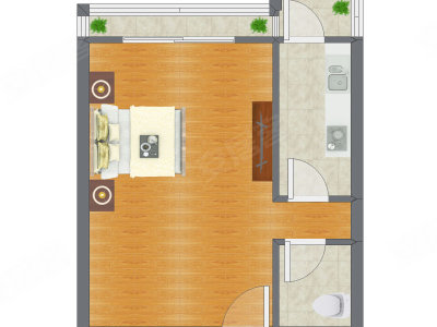 1室1厅 30.64平米