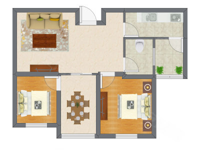 2室2厅 81.35平米户型图
