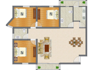 3室2厅 150.40平米