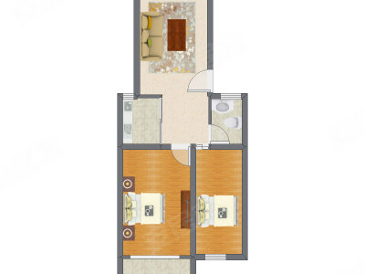 2室1厅 68.64平米户型图