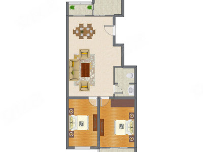2室2厅 113.83平米户型图