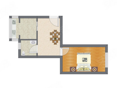 1室1厅 45.90平米户型图