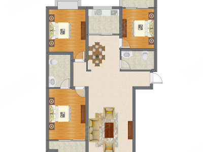 3室2厅 146.52平米户型图