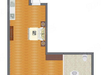 1室1厅 63.45平米户型图
