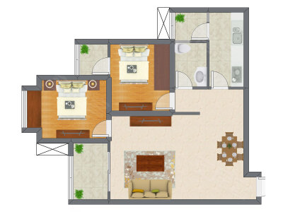 2室2厅 82.24平米户型图