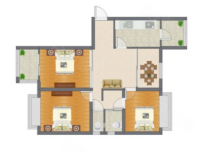 3室2厅 114.00平米