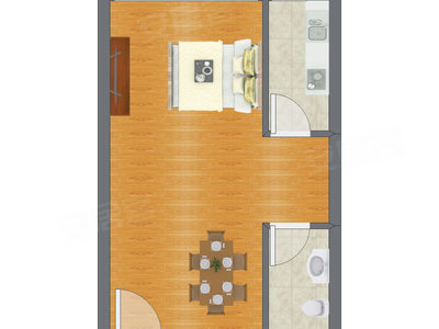1室0厅 48.01平米户型图