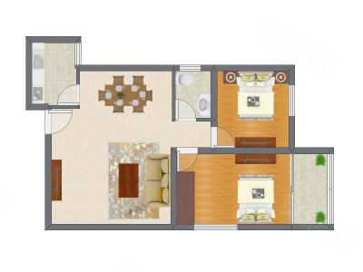 2室2厅 81.50平米户型图