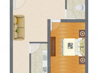 1室1厅 49.37平米户型图