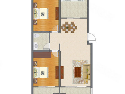 2室2厅 105.37平米户型图