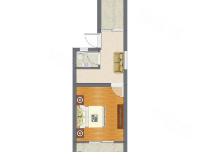 1室1厅 29.76平米户型图