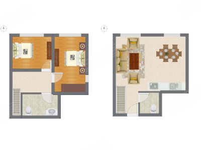 2室1厅 95.50平米