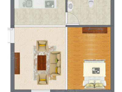 1室1厅 32.91平米户型图