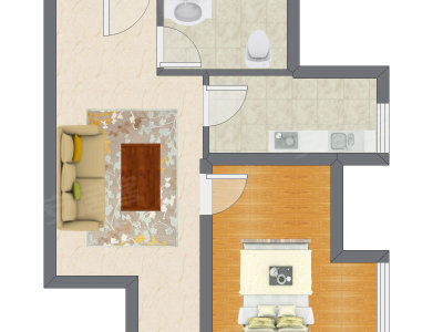 1室1厅 60.05平米户型图