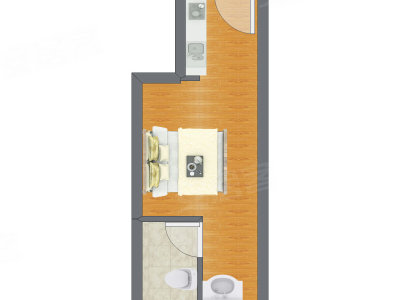 1室0厅 25.46平米户型图