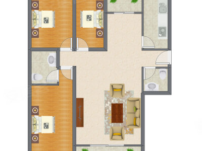 3室2厅 134.00平米