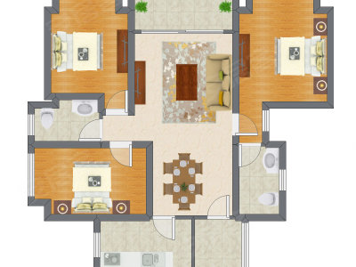 3室2厅 92.00平米