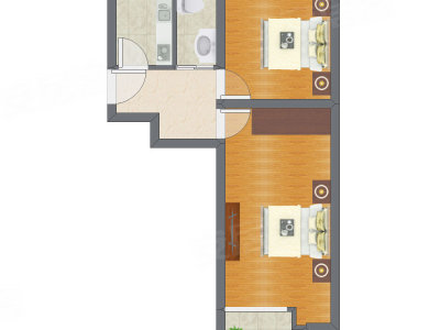 2室1厅 56.30平米户型图