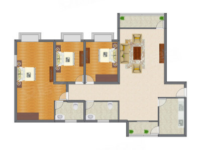 3室1厅 176.00平米户型图