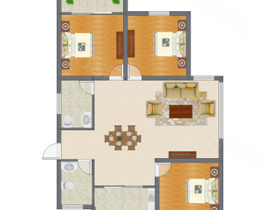 3室2厅 95.77平米