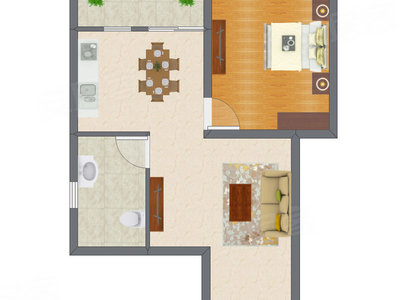 1室1厅 52.50平米户型图