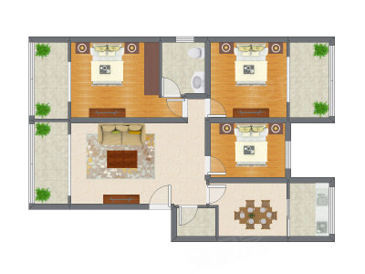 3室2厅 119.58平米户型图