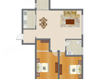 2室2厅 127.30平米户型图