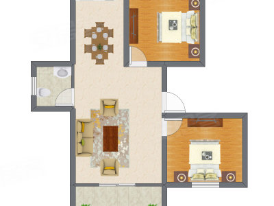 2室1厅 54.34平米