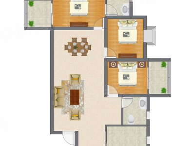3室1厅 81.74平米