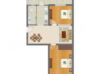 2室2厅 94.27平米户型图