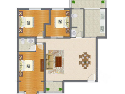 3室2厅 136.16平米户型图