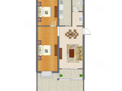 2室2厅 83.02平米