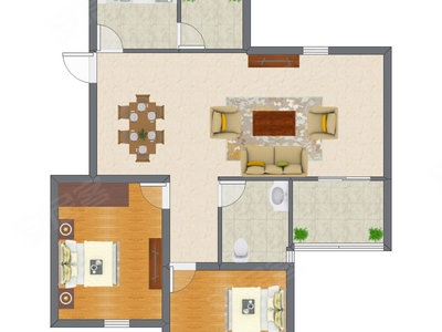 2室2厅 88.50平米