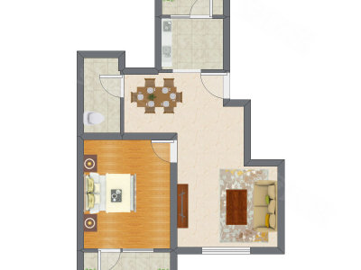 1室2厅 78.12平米户型图