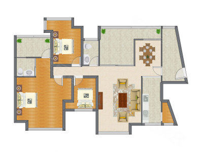 3室2厅 126.75平米户型图