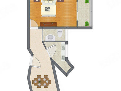 1室1厅 51.53平米