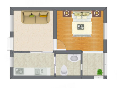 1室1厅 54.30平米户型图
