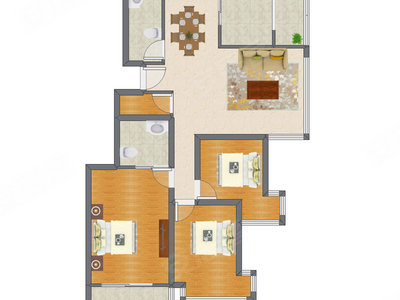 3室2厅 114.85平米户型图