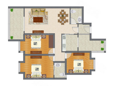 3室2厅 111.85平米