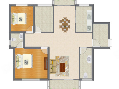 2室2厅 93.41平米户型图