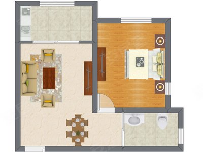 1室2厅 59.09平米