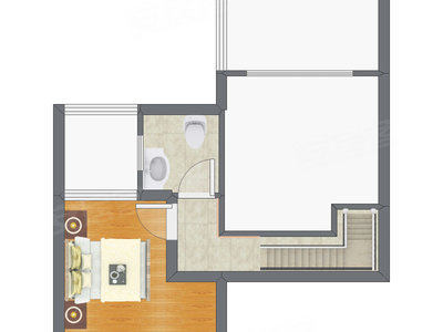 1室2厅 66.03平米户型图
