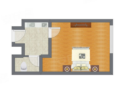 1室0厅 52.55平米户型图